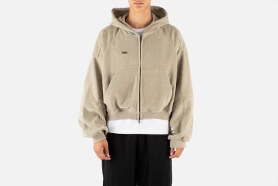Corduroy Short Zip Up Hoodie